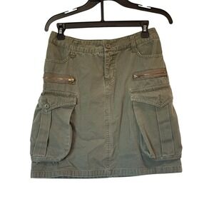 Y2K Missimo Olive Green Utility Mini Skirt Cargo‎ Style Size 7 Gorpcore